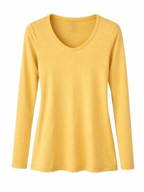 WOOLX Everyday V-Neck Long Sleeve Top - Yellow